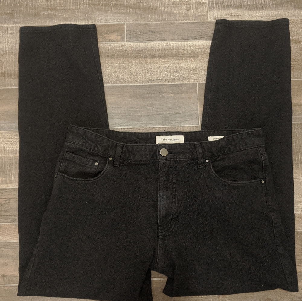 Calvin Klein black denium straight slim jeans 36